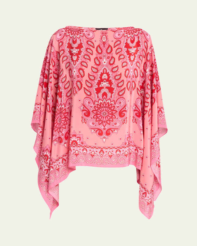 Pink Paisley Silk Poncho